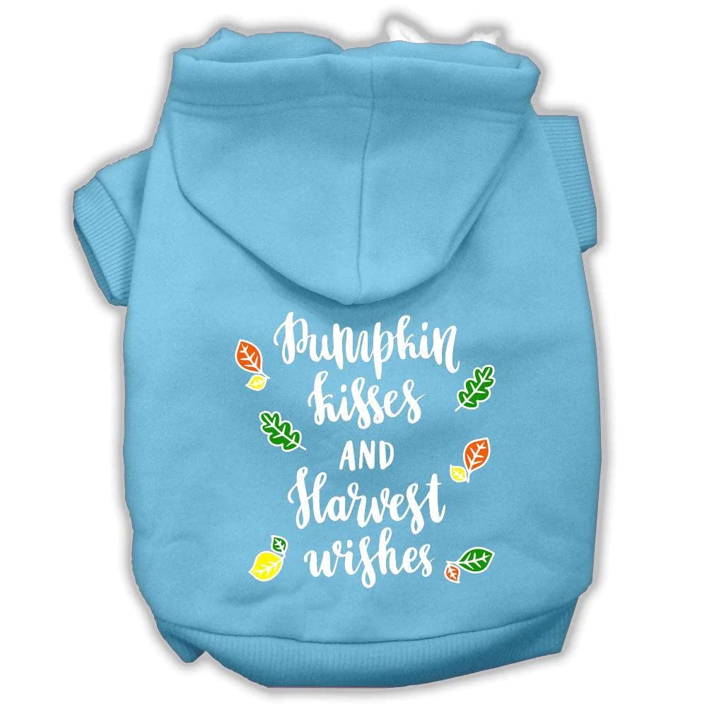 Pet, Dog And Cat Hoodie Screen Printed, 'Pumpkin Kisses & Harvest Wishes' Light Pink Sm (3-6 Lbs.)