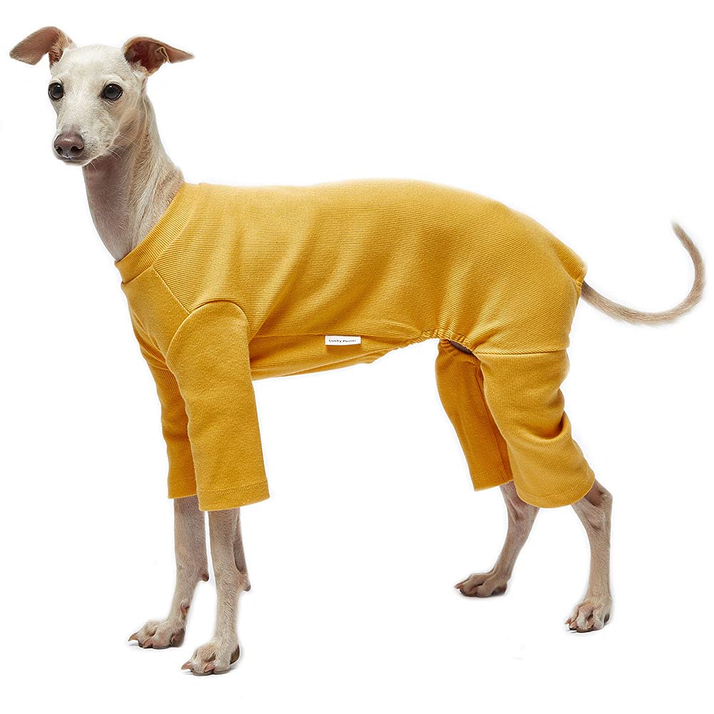 Lucky Petter Pet Clothes For Dog Cat Puppy Basic Pajamas Durable And Elastic Dog Pajamas Onesie Outfits (X-Large, Basic Mustard)