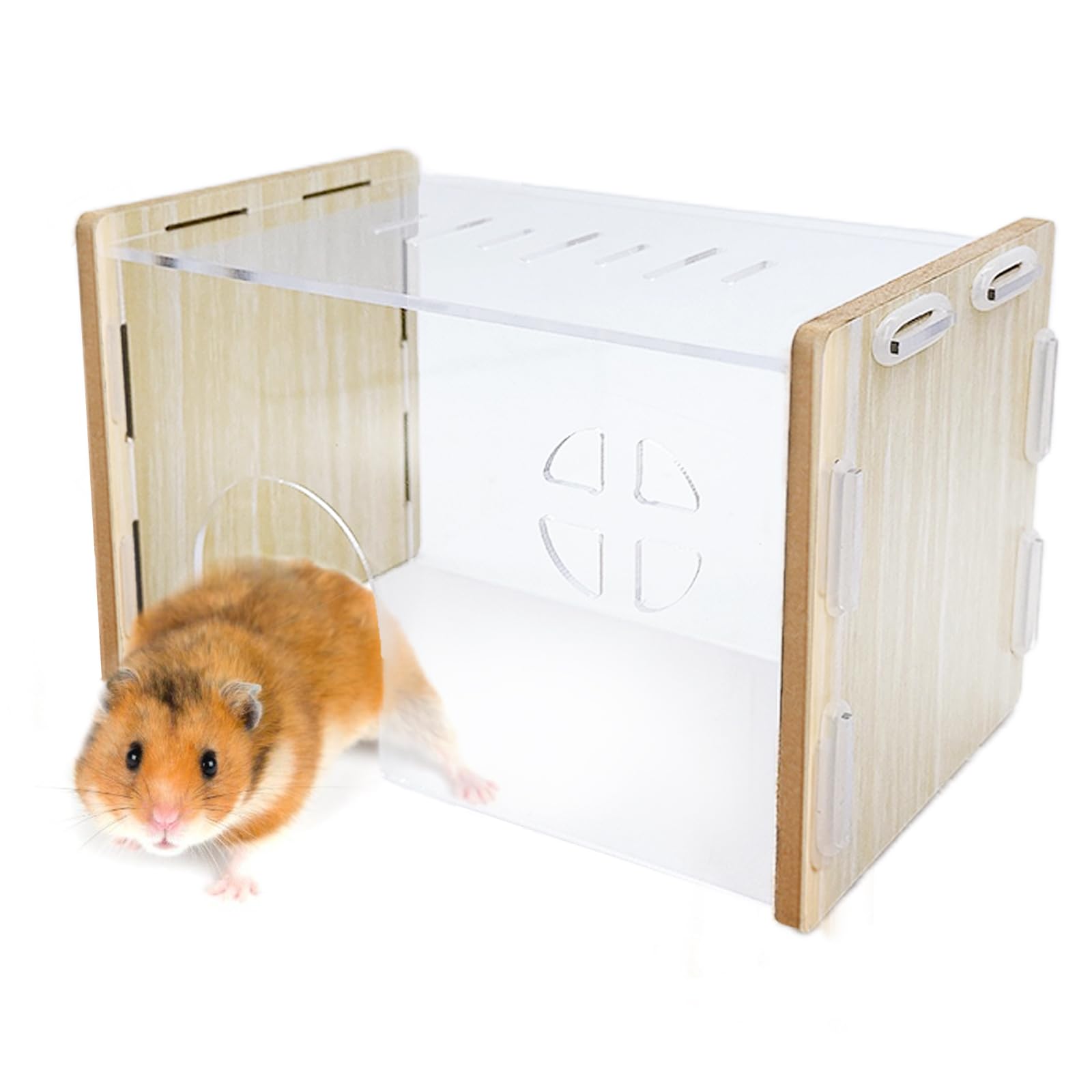 Hamiledyi Hamsters Hideout-Tunnel House Acrylic Panel for Clear Observation Hamster Hides Exploring Tunnel Toy for Syrian Dwarf 