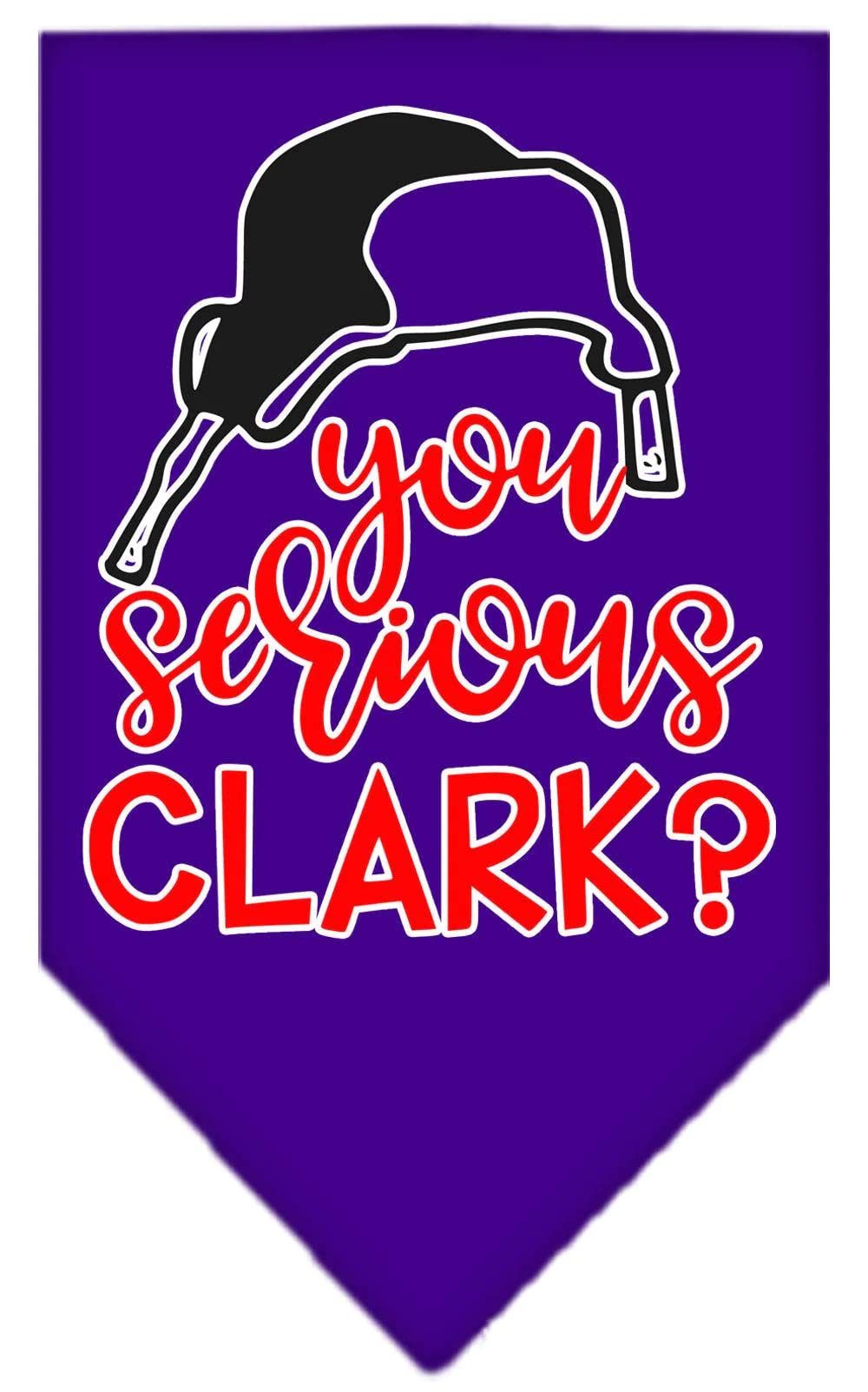 Christmas Pet and Dog Bandana Screen Printed, &quot;You Serious Clark?&quot; Purple Small