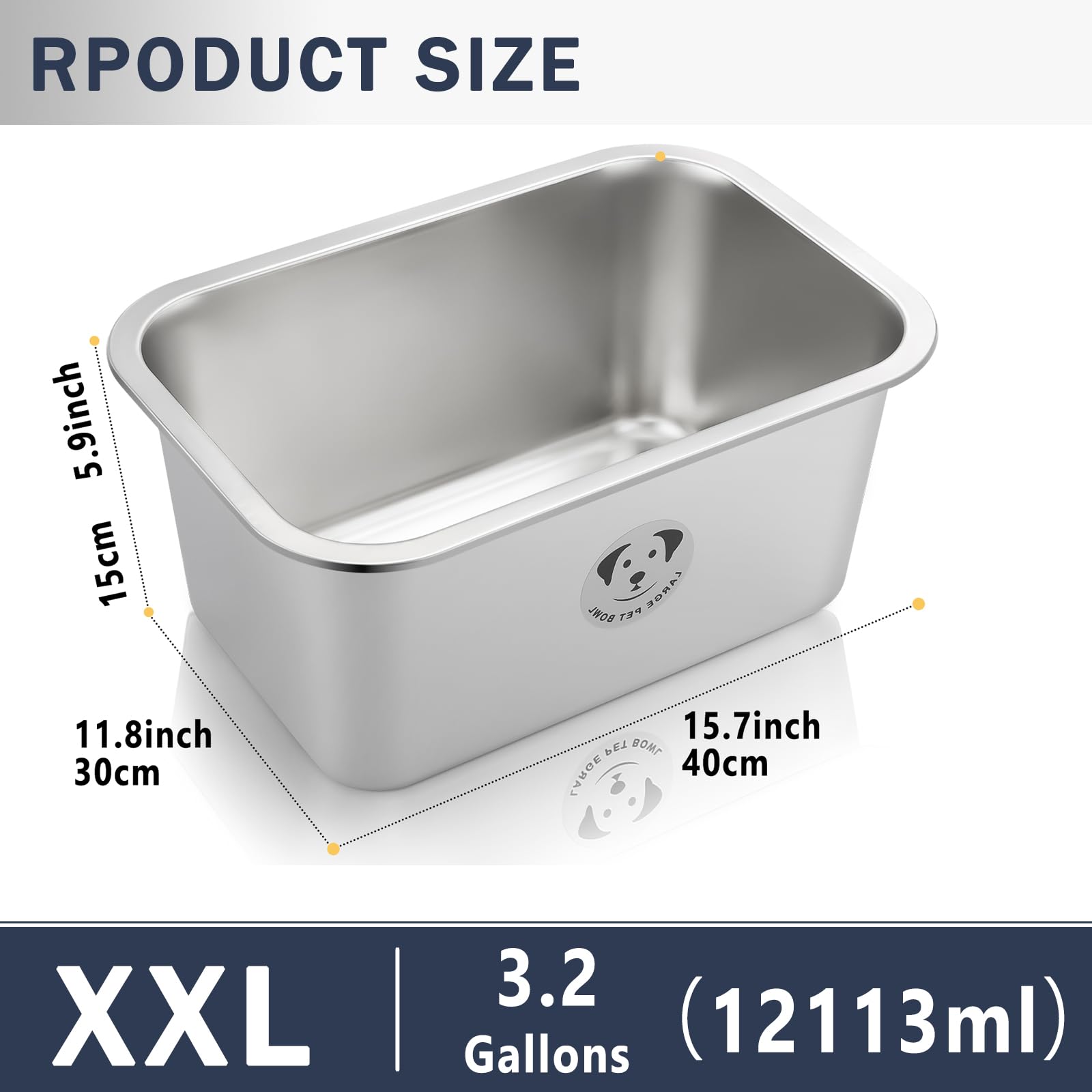 Stainless Steel Dog Bowls for Large Dogs, High Capacity Metal Dog Food Bowls, Food and Water Bowl for Larges, X-Large, and Big D