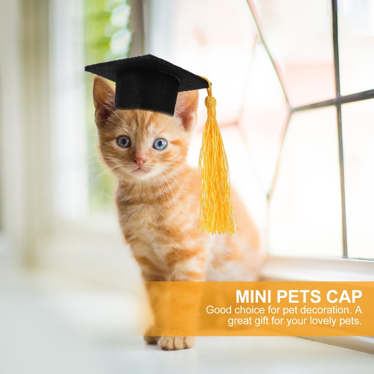 KESYOO 4pcs Mini Graduation Cap Pet Graduation Caps Small Dog Graduation Hats with Yellow Tassel Pet Graduation Costume for Dogs