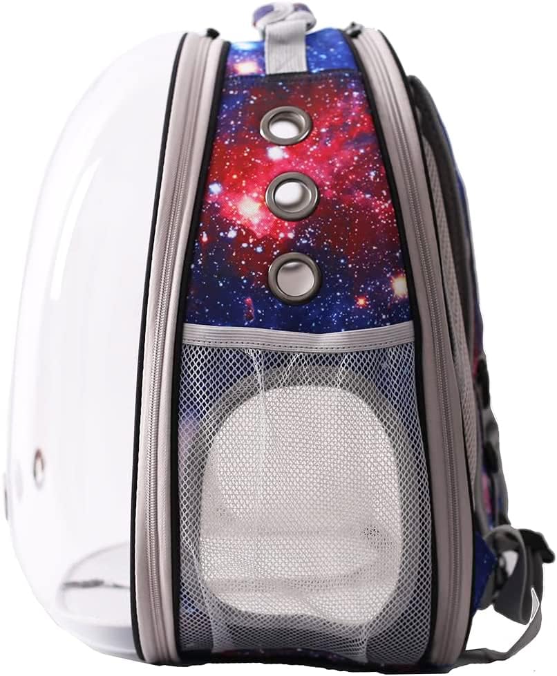 Galaxy Blue Cat Bubble Backpack, Back Extension Space Capsule Astronaut Clear Window Fit Up To 12 Pounds Cat, Vet Transport Carr