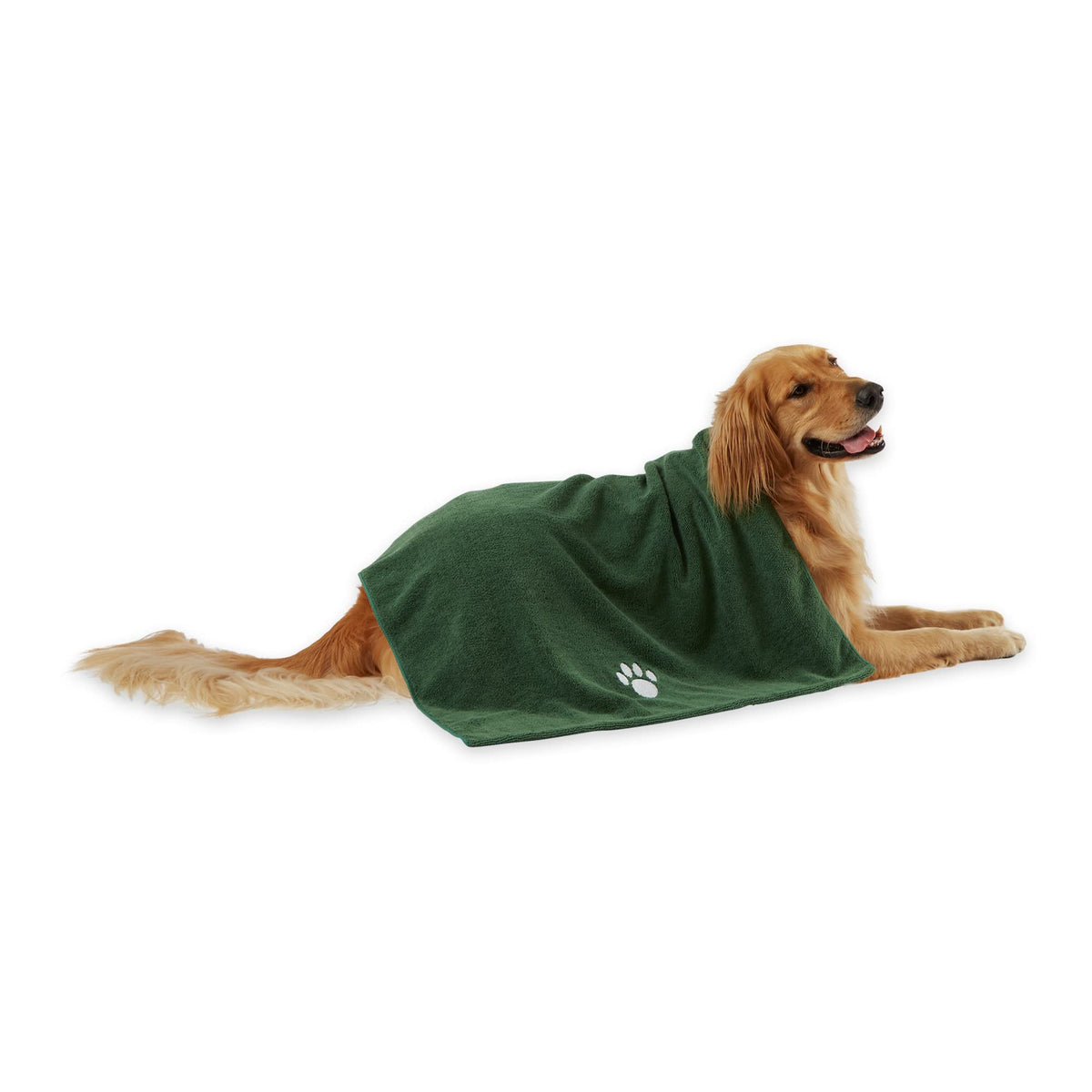 Bone Dry Pet Grooming Towel Collection Absorbent Microfiber X-Large, 41X23.5', Embroidered Hunter Green