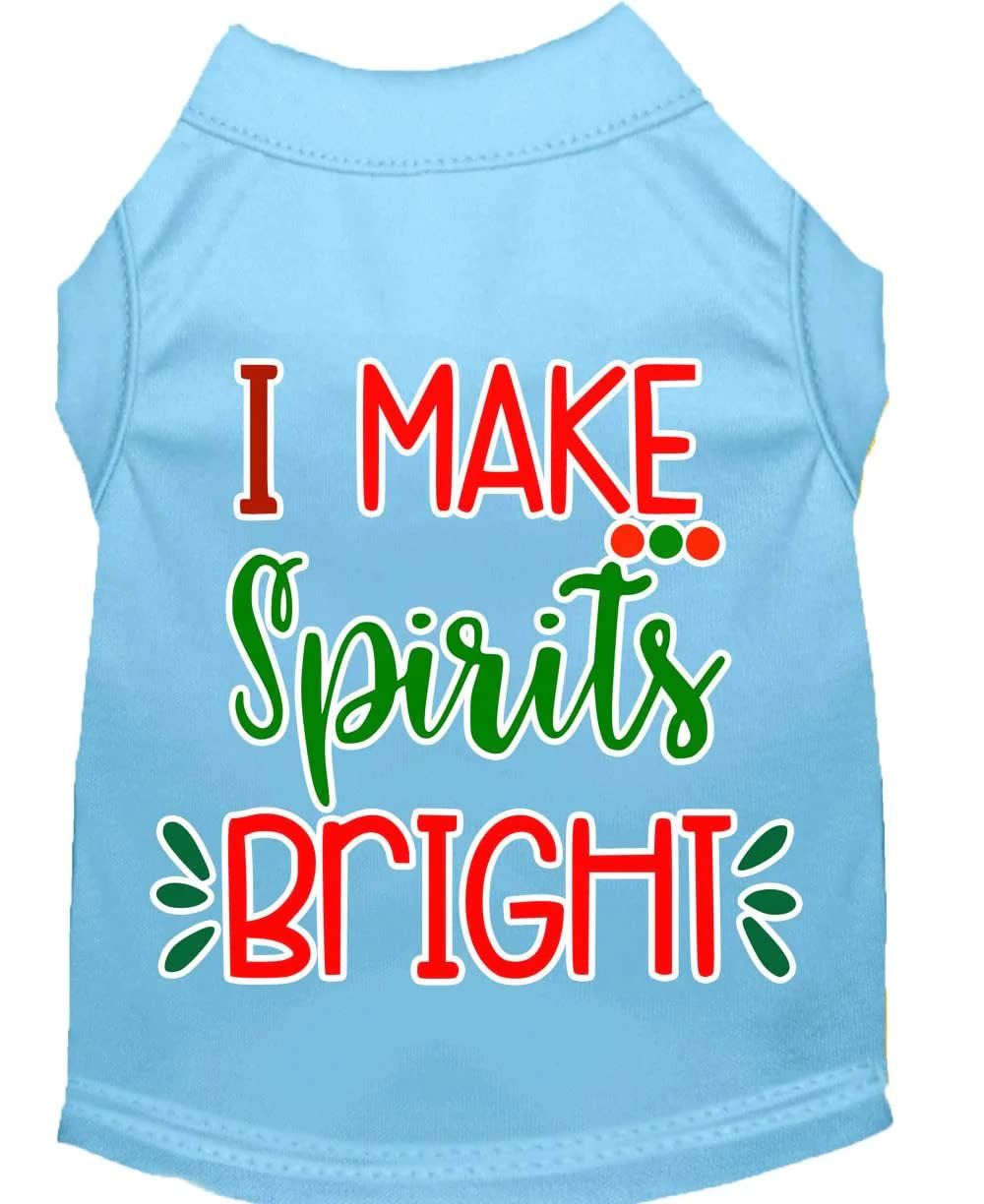 Christmas Pet Dog & Cat Shirt Screen Printed, &quot;I Make Spirits Bright&quot; Light Pink LG (10-14 lbs.)
