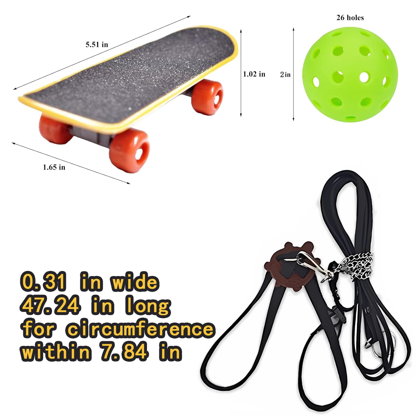Adjustable Tortoise Leash, Skateboard Set, Treat Ball, And Training Harness For Turtle, Dragon, Bearded Lizard, Small Pets - Pet