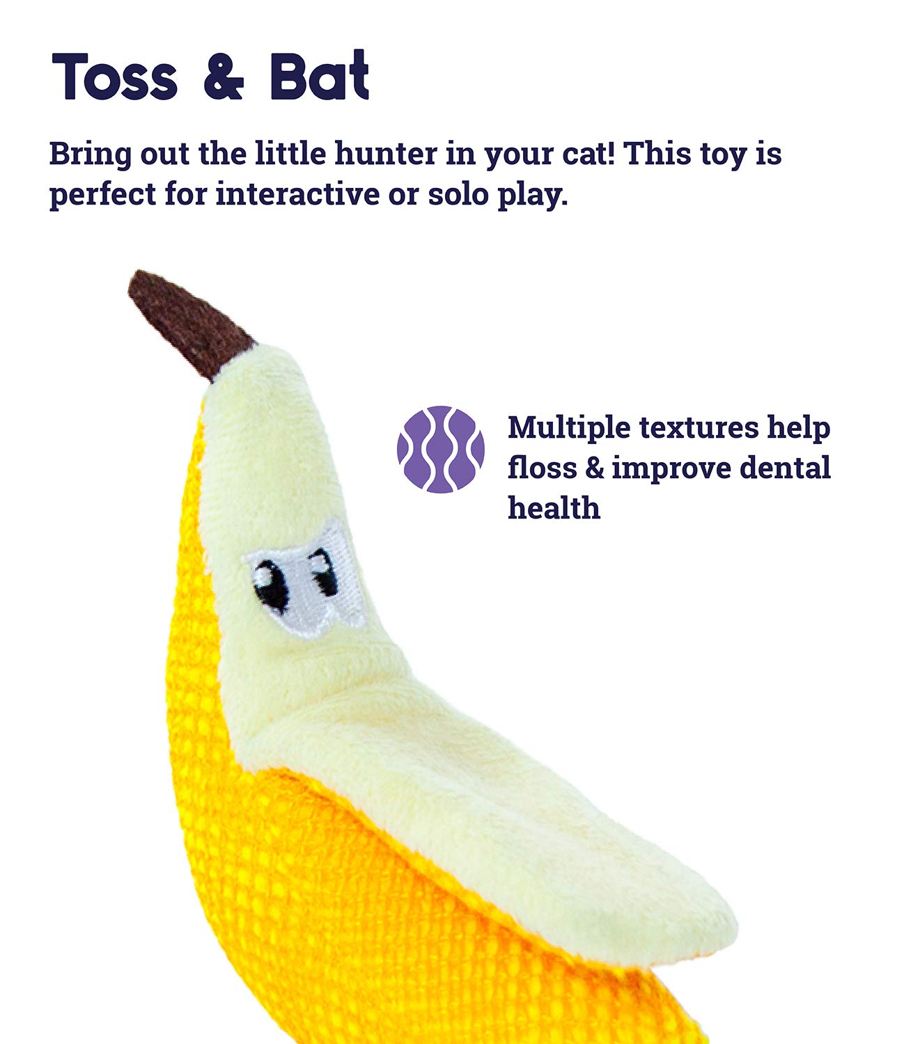 Petstages Catstages Dental Banana Catnip Cat Chew Toy
