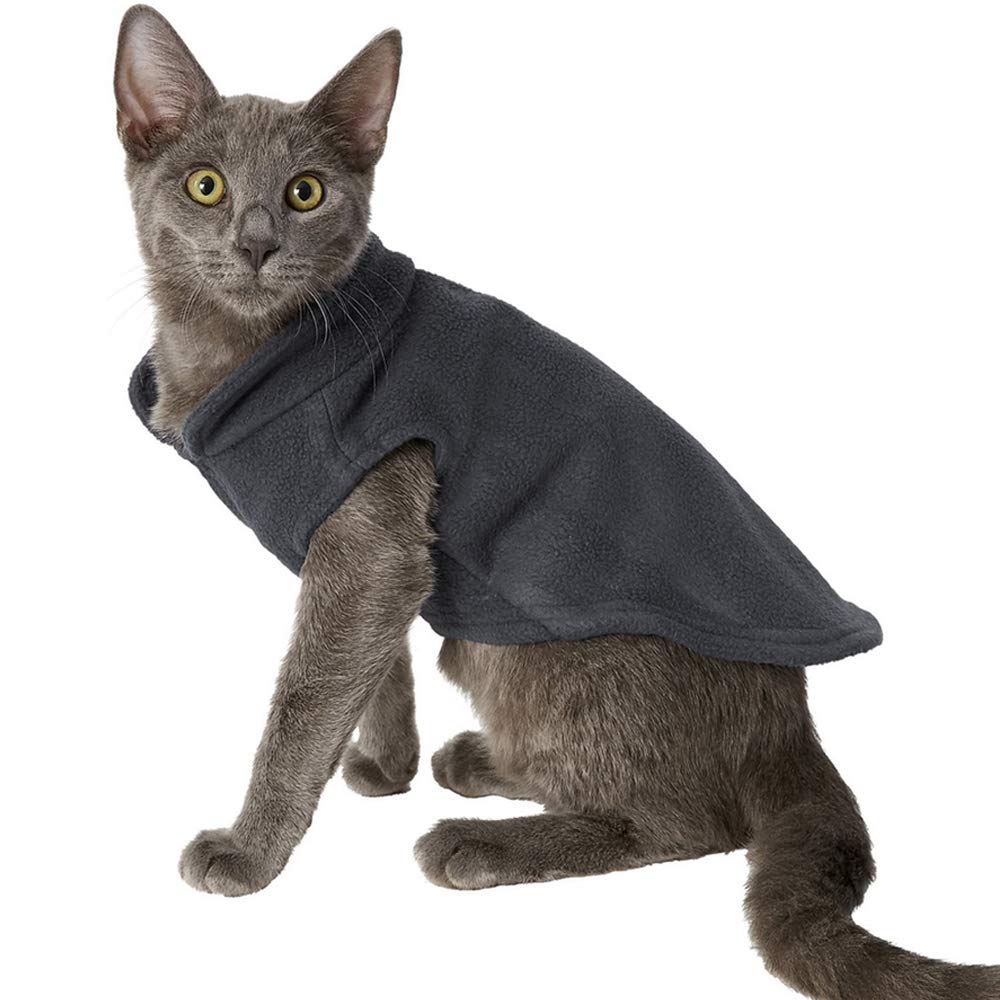 Droolingdog Cat Sweater Fleece Vest Cat Clothes For Small Cats Only, Small, Black