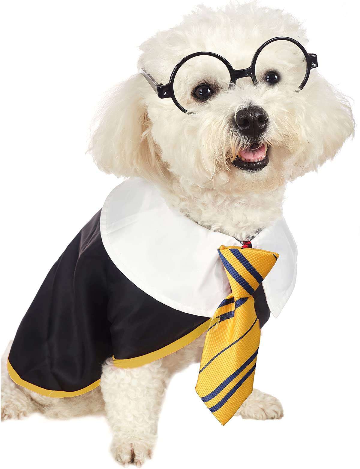 Impoosy Pet Dog Halloween Shirts Funny Cat Wizard Costume Pet Cute Apparel Soft Clothes With Glasses (Medium,Neck:14')