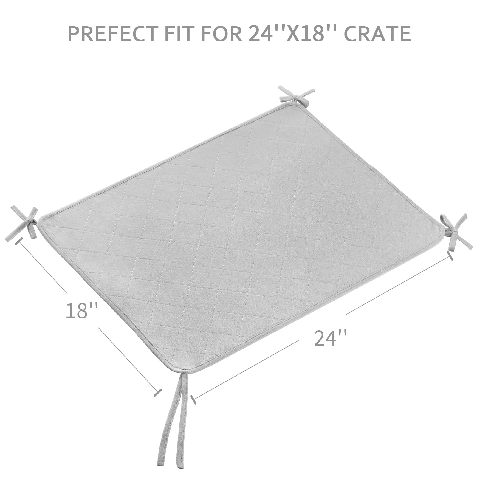 Waterproof Dog Crate Mat With Rope 2 Pack (24X18), Washable Pee Pads For Dogs, Non-Slip Training Pads For Dogs, Fits 24 Inch Dog