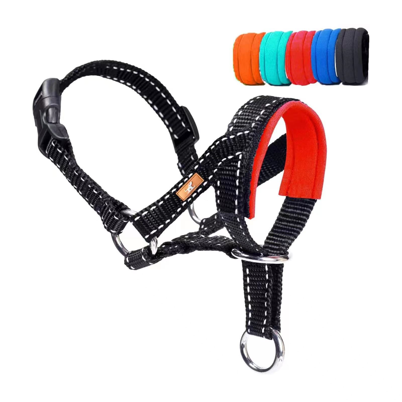 Dog Head Collar With Reflective Fabric, Adjustable Dog Head Harness To Prevent Pulling For Small Medium And Large Dogs(L, Red)