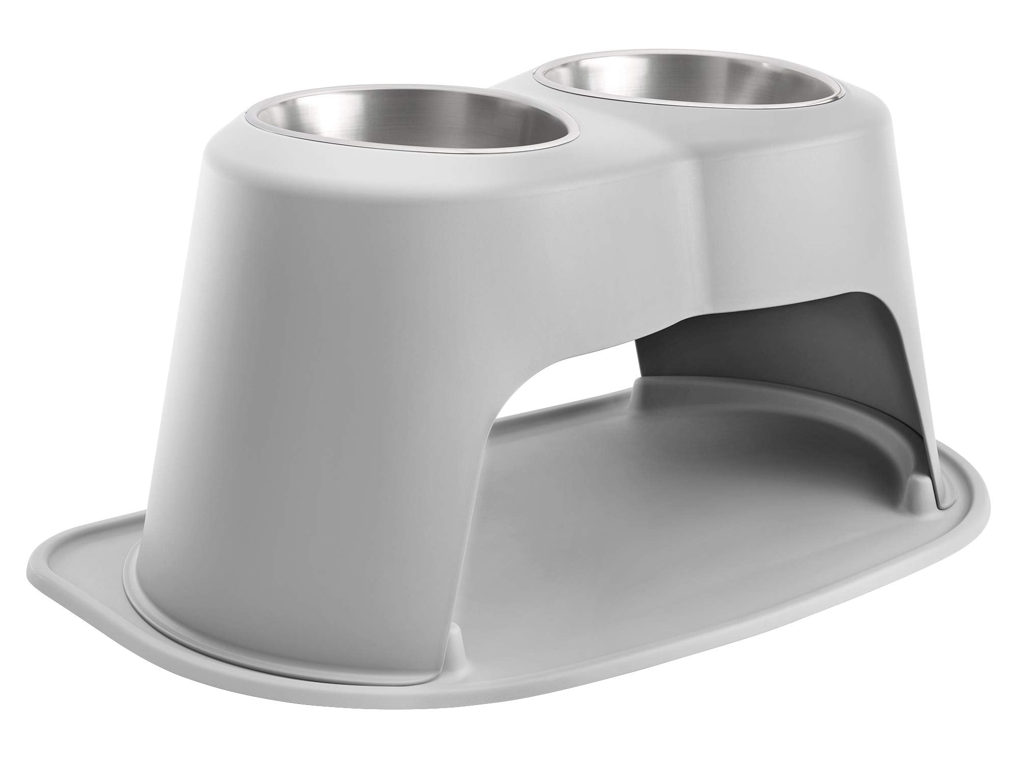 Weathertech Double High Pet Feeding System - Elevated Dog/Cat Bowls - 14 Inch High Light Grey (Dhc9614Lglg)