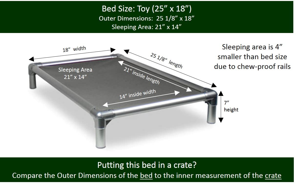 Kuranda Chewproof Bed - Silver Aluminum - 25'' x 18'' - Heavy Duty Vinyl - Smoke