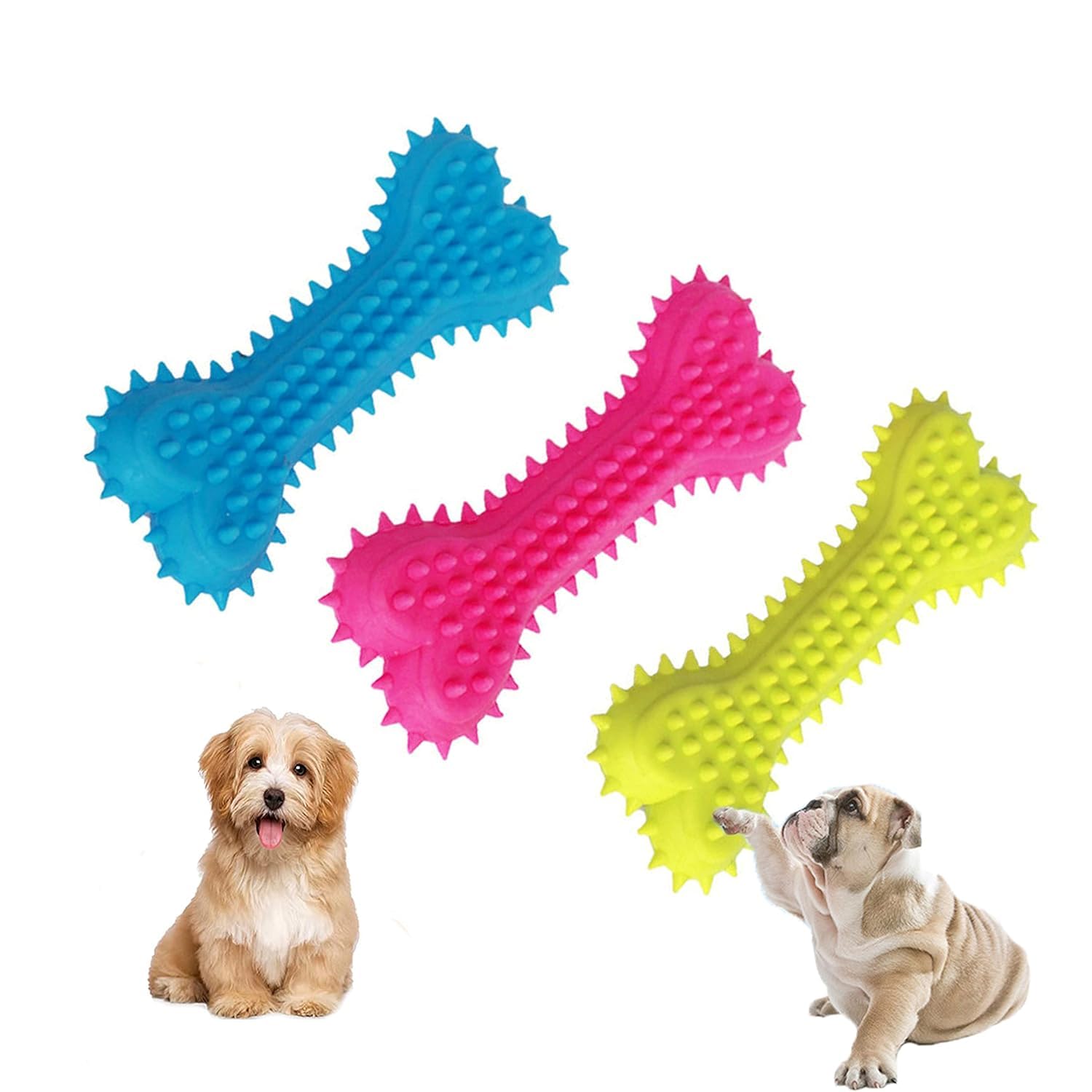 Madhabi Durable Dog Chew Bone Toys  Tpr Rubber Spiked Bone For Aggressive Chewers, Indestructible Dog Toy For Strong Jaws, Teet