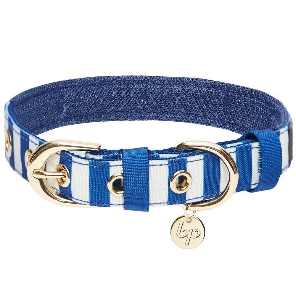 Blueberry Pet 4 Patterns Bon Voyage Sea Lover Adjustable Dog Collar In Chunky Nautical Blue Stripes, Neck 17-20.5'', For Large B
