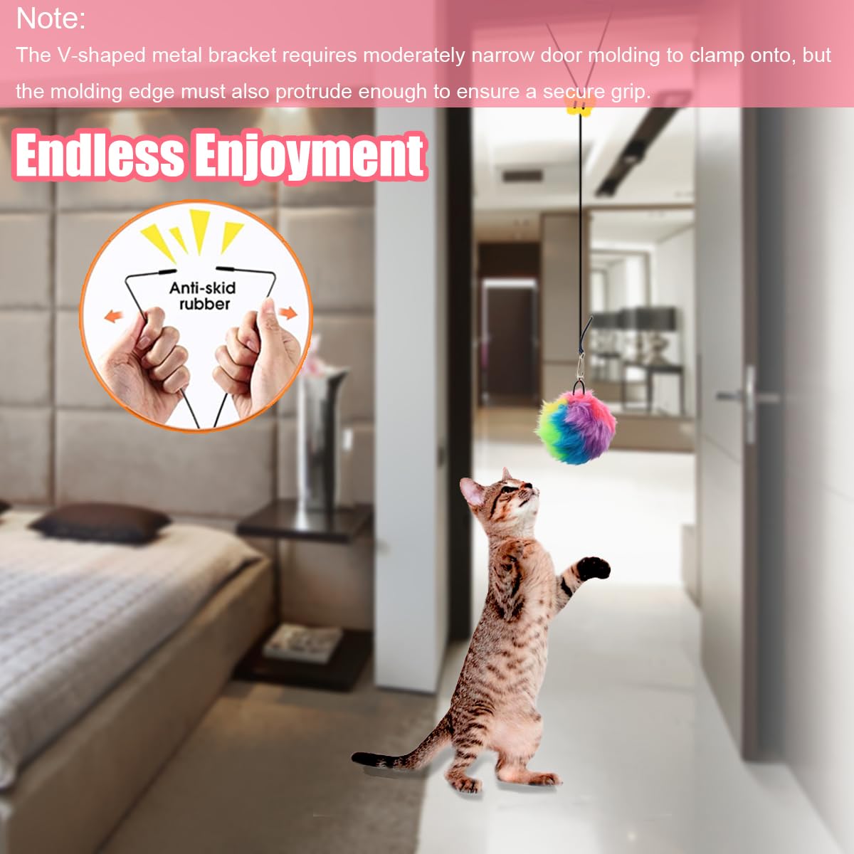 Oodosi Interactive Cat Toys, Self Play Hanging Door Cat Toys For Indoor Cats Kitten Exercise Toy For Bored Cats