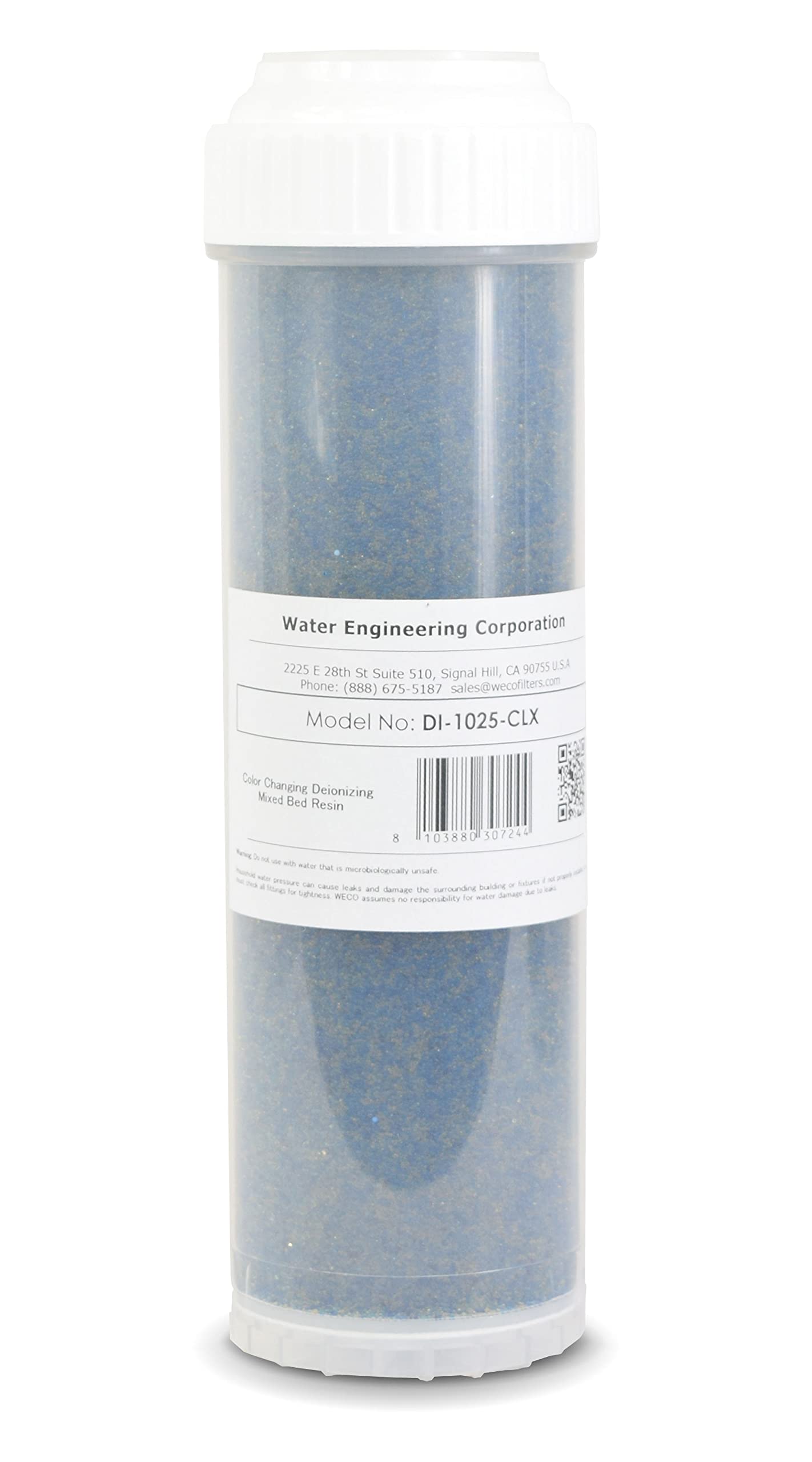 Weco Di-1025-Clx Color Changing Deionizing Mixed Resin - Replacement Refill Cartridge - Tds Filtration For Aquariums - 2-1/2'' X