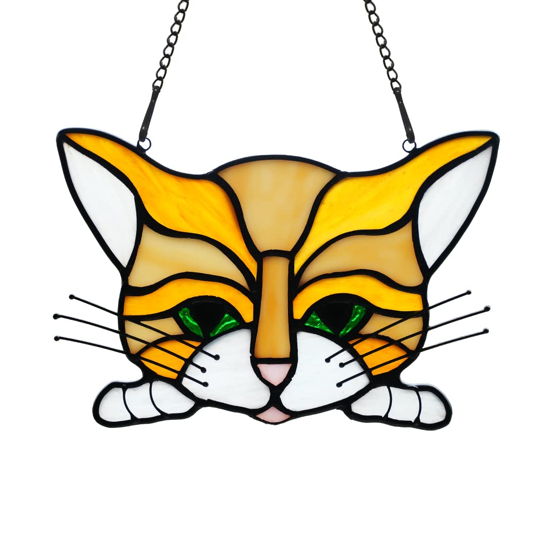 Boxcasa Cat Memorial Gifts Stained Glass Window Hangings,Orange Cat Decor Suncatcher Pet Cat Loss Sympathy Gift For Women Mom,Ca
