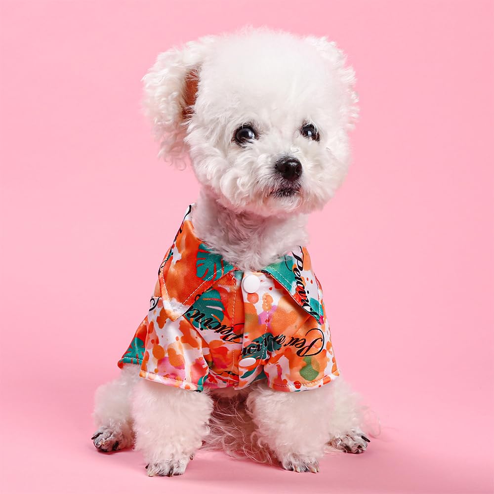 Dog Shirts For Small Dogs, 3Pack Girl Boy Dog Clothes With Leash Ring & Buttons, Small Puppy Tshirts With Sleeves Colorful Carto