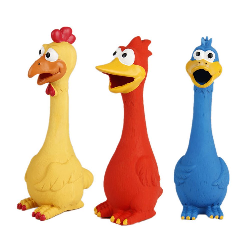 Tamu Style Rubber Chicken Squeaky Dog Toys For Small, Medium Or Large Pet Breeds, Play Fetch, Reduce Separation Anxiety