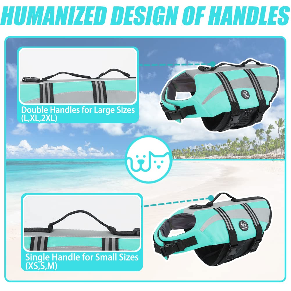 Emust Life Jacket For Large Dogs, Pet Life Vest For Small/Medium/Large Dogs With Double Rescue Handles, High Reflective Dog Life