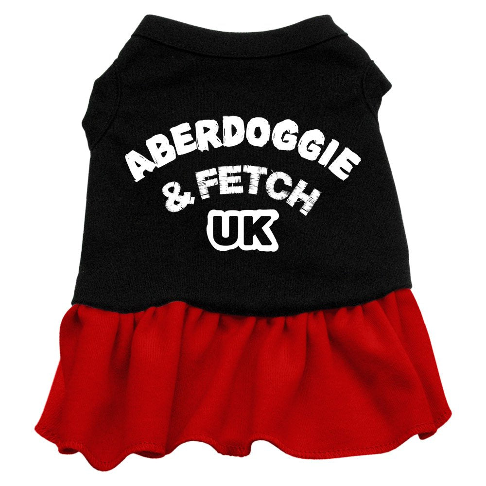 Dog Dress, Dog Dress, Screen Printed, &quot;Aberdoggie & Fetch UK&quot; Black W/Red 2XL (20-25 lbs.)