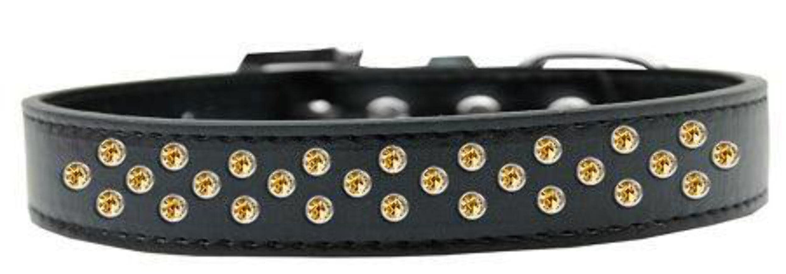 Mirage Pet Products Sprinkles Dog Collar with Yellow Crystals, Size 18, Black