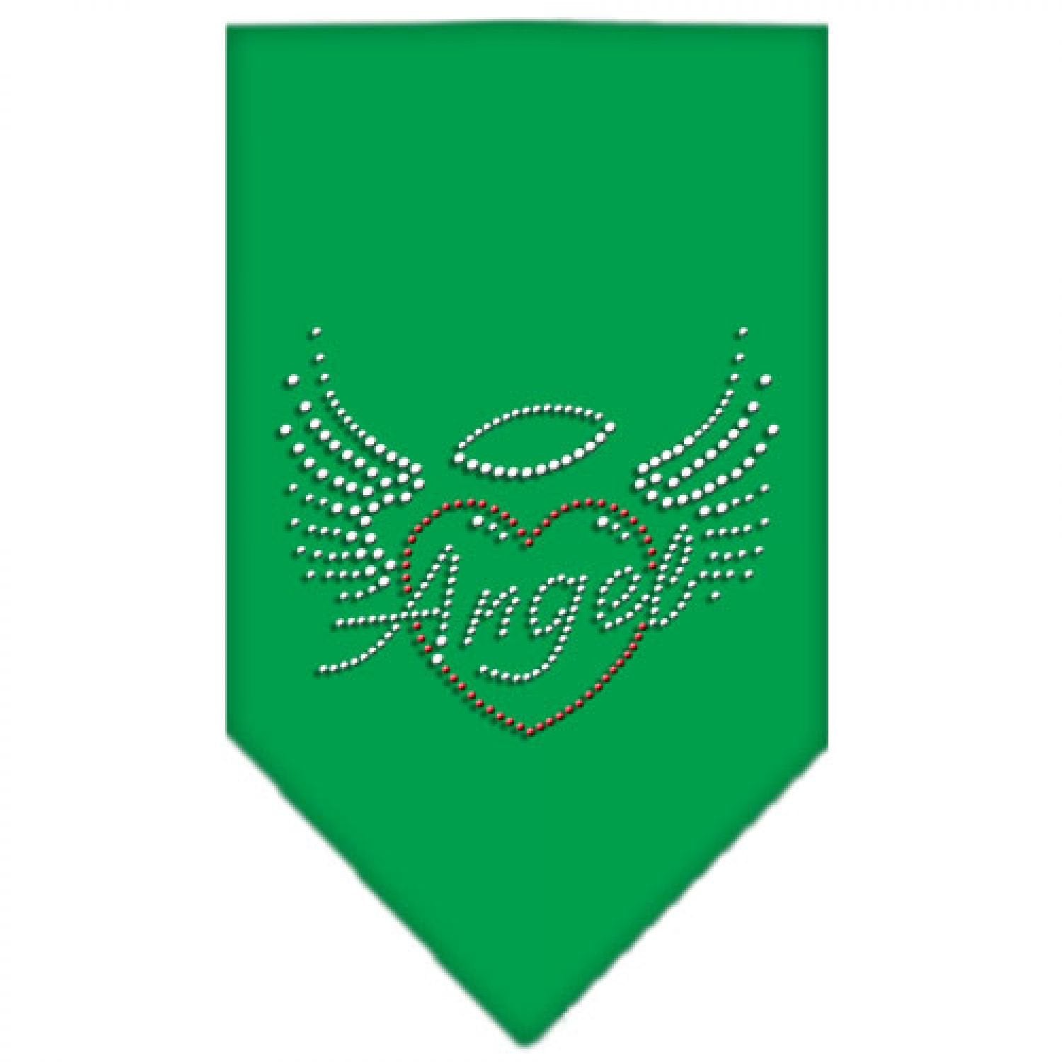 Mirage Pet Products Angel Heart Rhinestone Bandana Emerald Green, Small