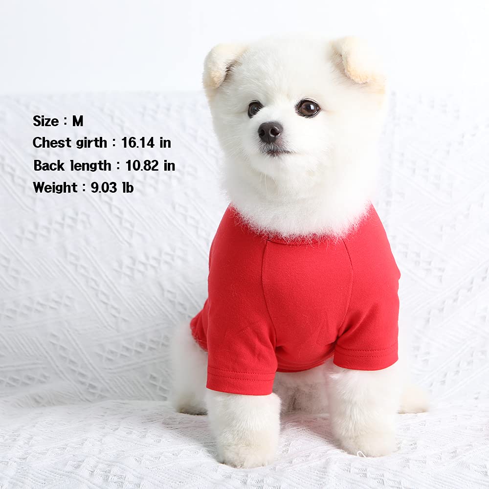 Lucky Petter Dog Shirt For Small Dogs Plain T-Shirts Soft Breathable Dog Cotton Shirt Pet Clothes (X-Small, Red)