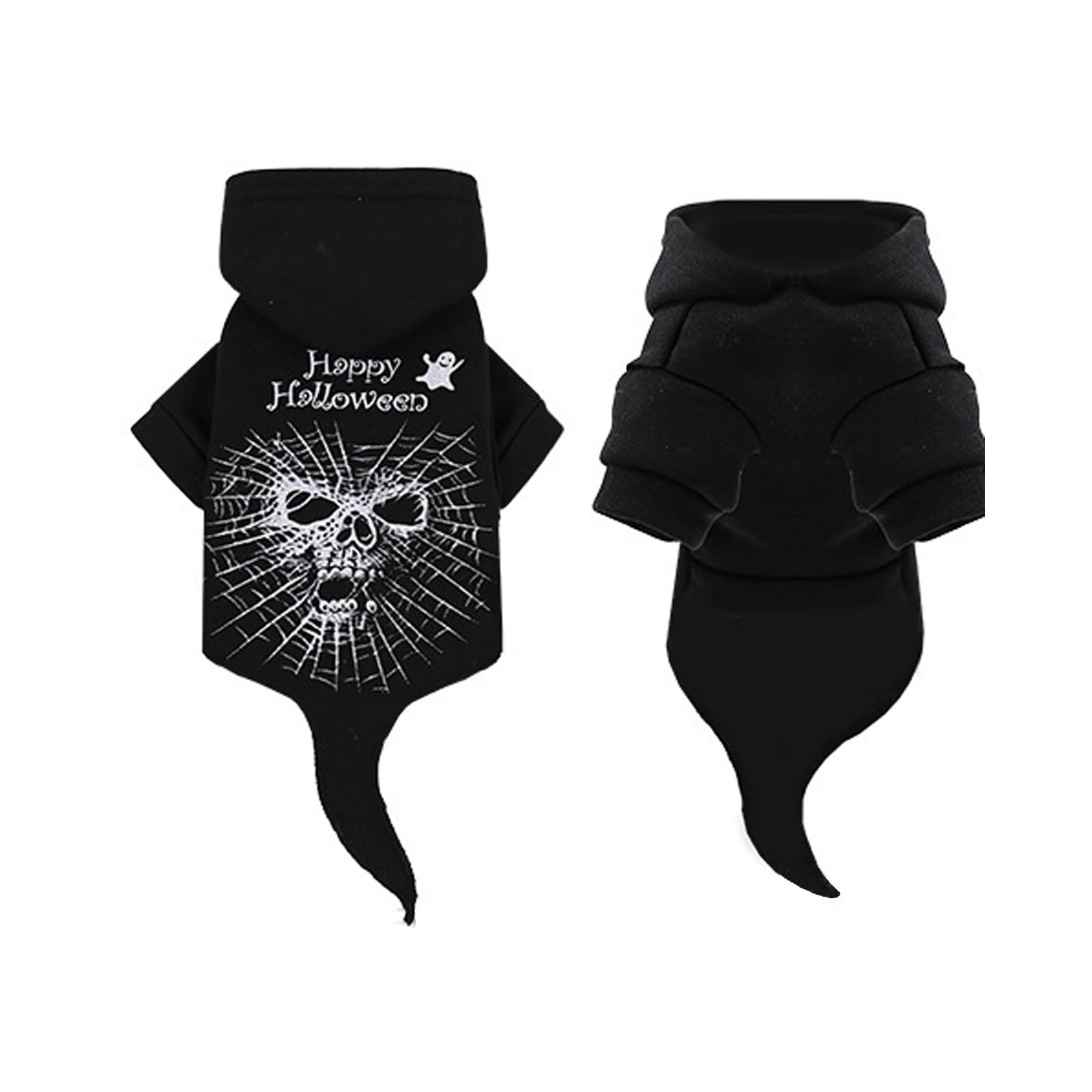 Vavious Cute Spider Skull Dog Sweatshirt Hooded Ghost Face Halloween Party Hoodie For Puppy Dog Costume - Black Small