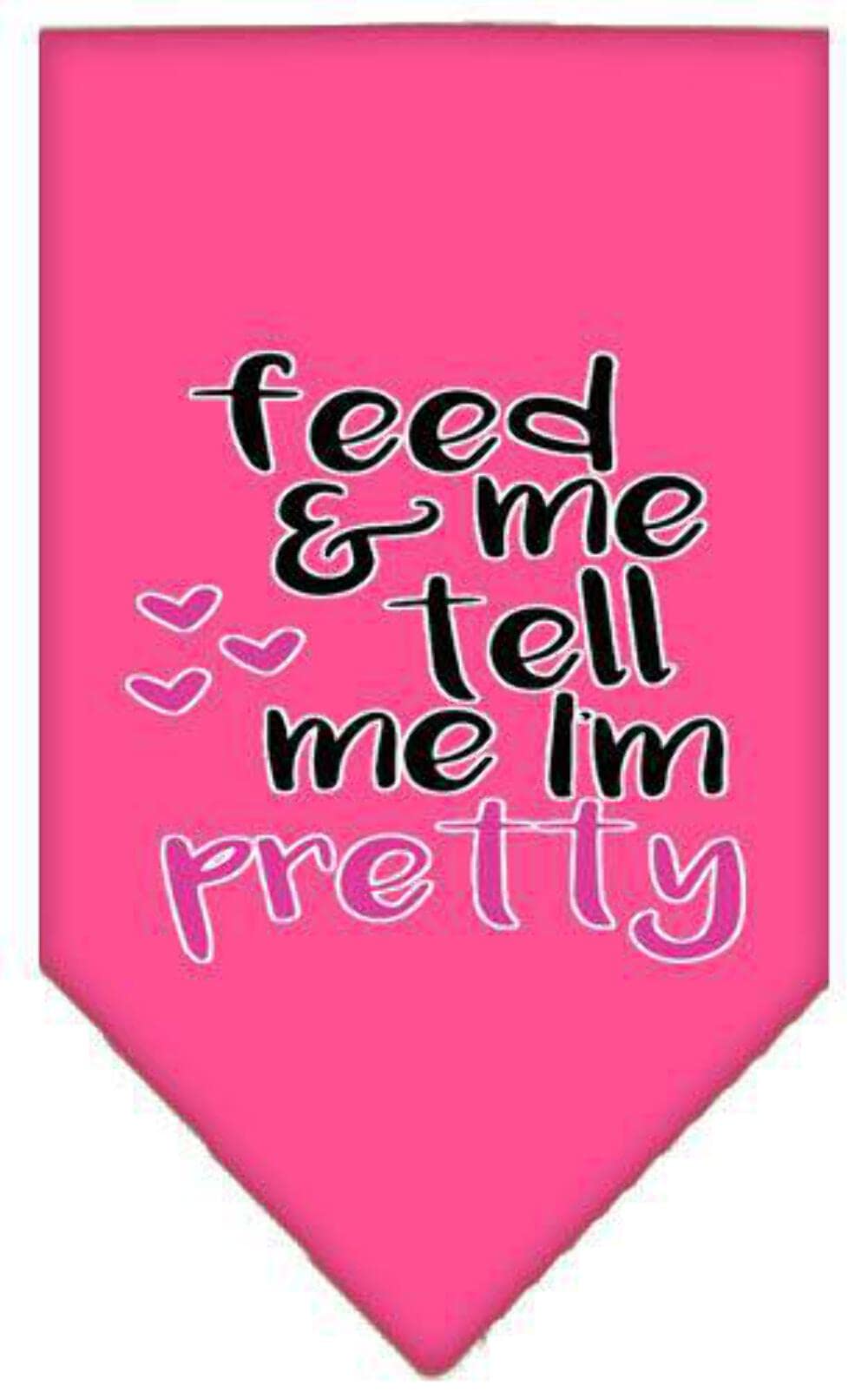 Pet and Dog Bandana Screen Printed, "Feed Me & Tell Me I'm Pretty" Navy Blue Small