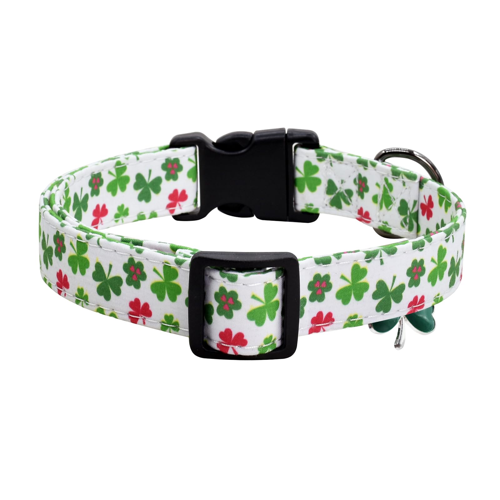 Clover Patterns Dog Collar With Accessories, Durable And Soft Cotton Dog Collars For Small Large Female And Male Dogs Pets(Clove