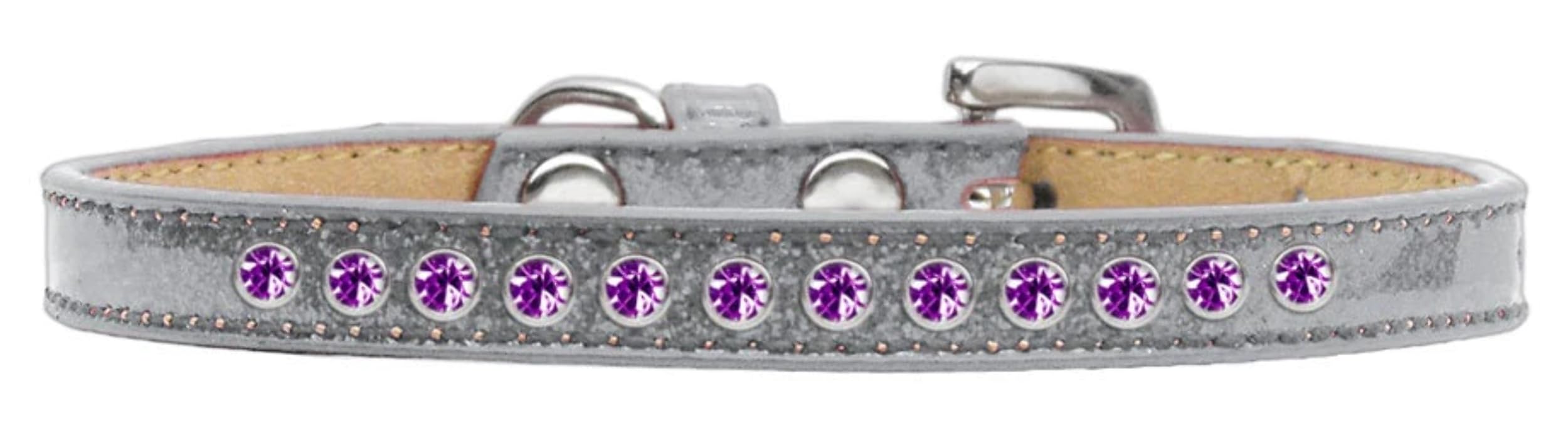 Dog, Puppy and Pet Ice Cream Collar, Purple Crystal Rimsets Silver 16