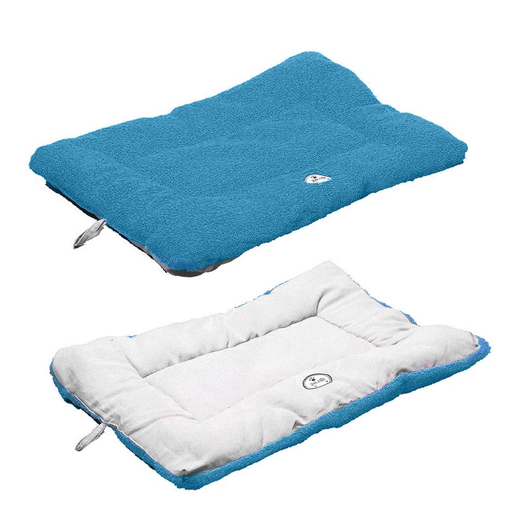 Pet Life Eco-Paw Reversible Polyfill Fashion Pet Dog Bed Mat Lounge, MD, Blue/Aqua