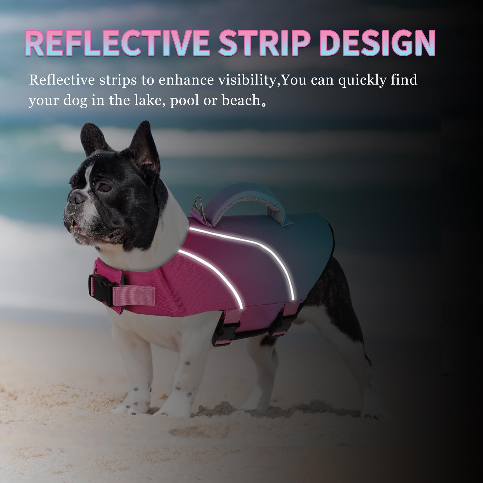 Doglay Dog Life Jacket With Double Rescue Handles, High Flotation Dog Life Vests For Swimming, Reflective Swimming Vest Safety L