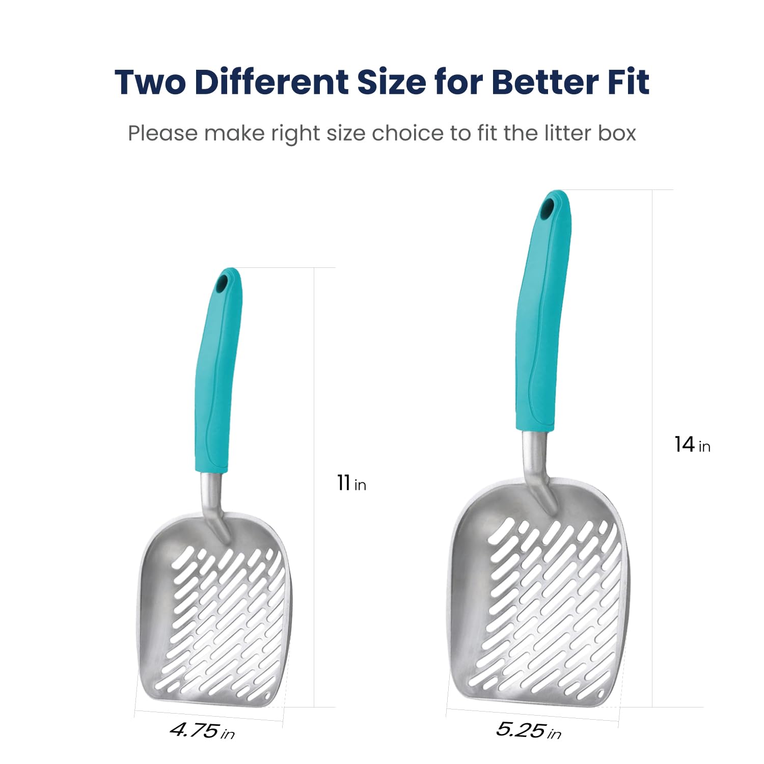 Wepet Cat Litter Scoop, Aluminum Alloy Sifter, Kitty Metal Scooper, Deep Shovel With Diagonal Sifting Hole, Long Handle, Kitten