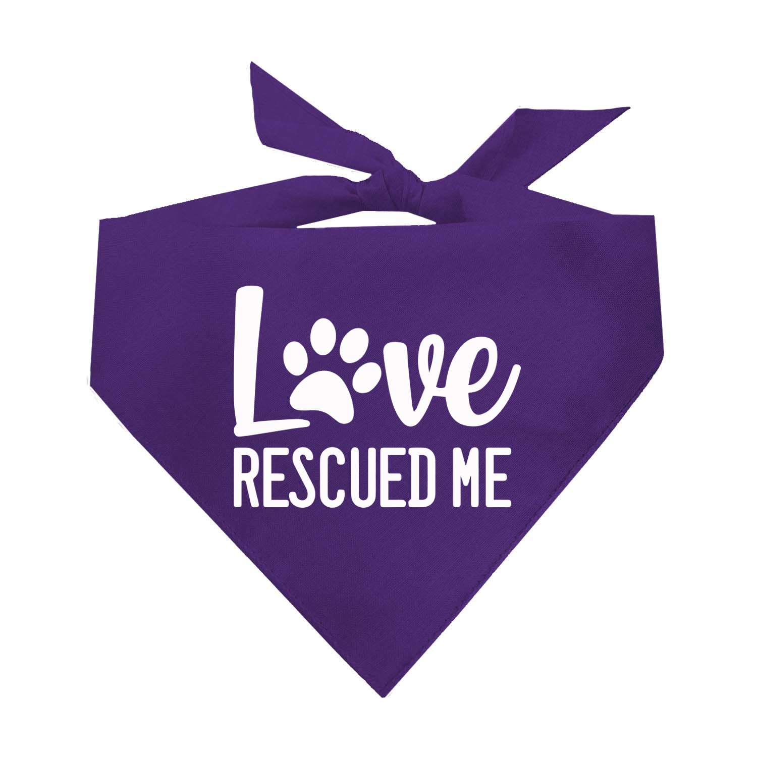 Love Rescued Me Dog Bandana | 100% Cotton Adjustable Triangle | Adoption Event Prop Photoshoot | Rescue | Puppy | New Dog |Purpl