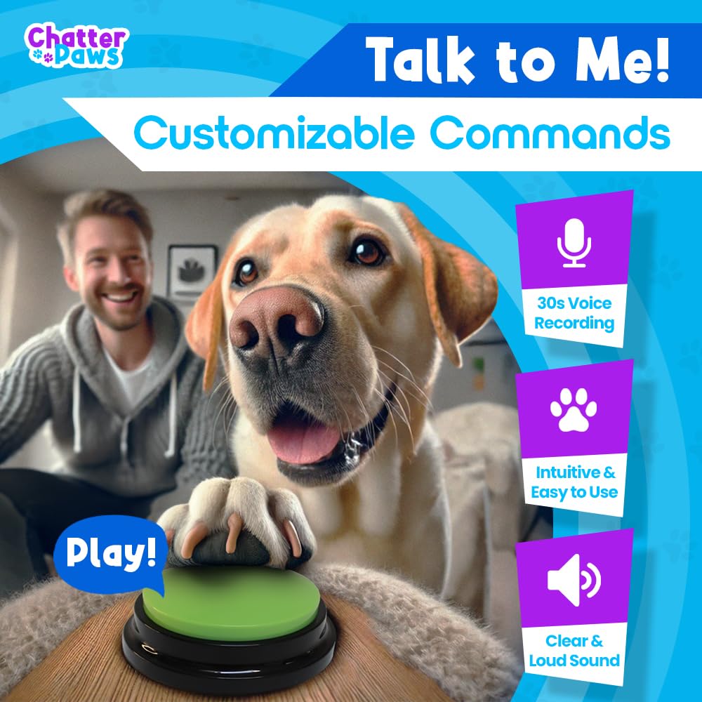 Dog Buttons For Communication - Loud Dog Buttons Talk, Abs Plastic Dog Training Button, 30S Recordable Dog Talking Button Set Wi