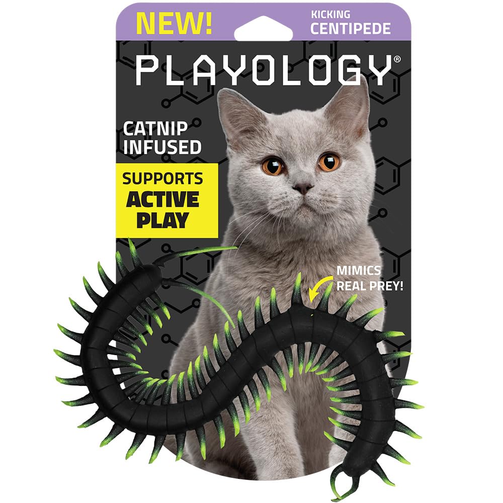 Playology Cat Toys | Catnip Toy Centipede for Chewing Chasing and Pouncing | Interactive Cat Toys for Indoor Cats