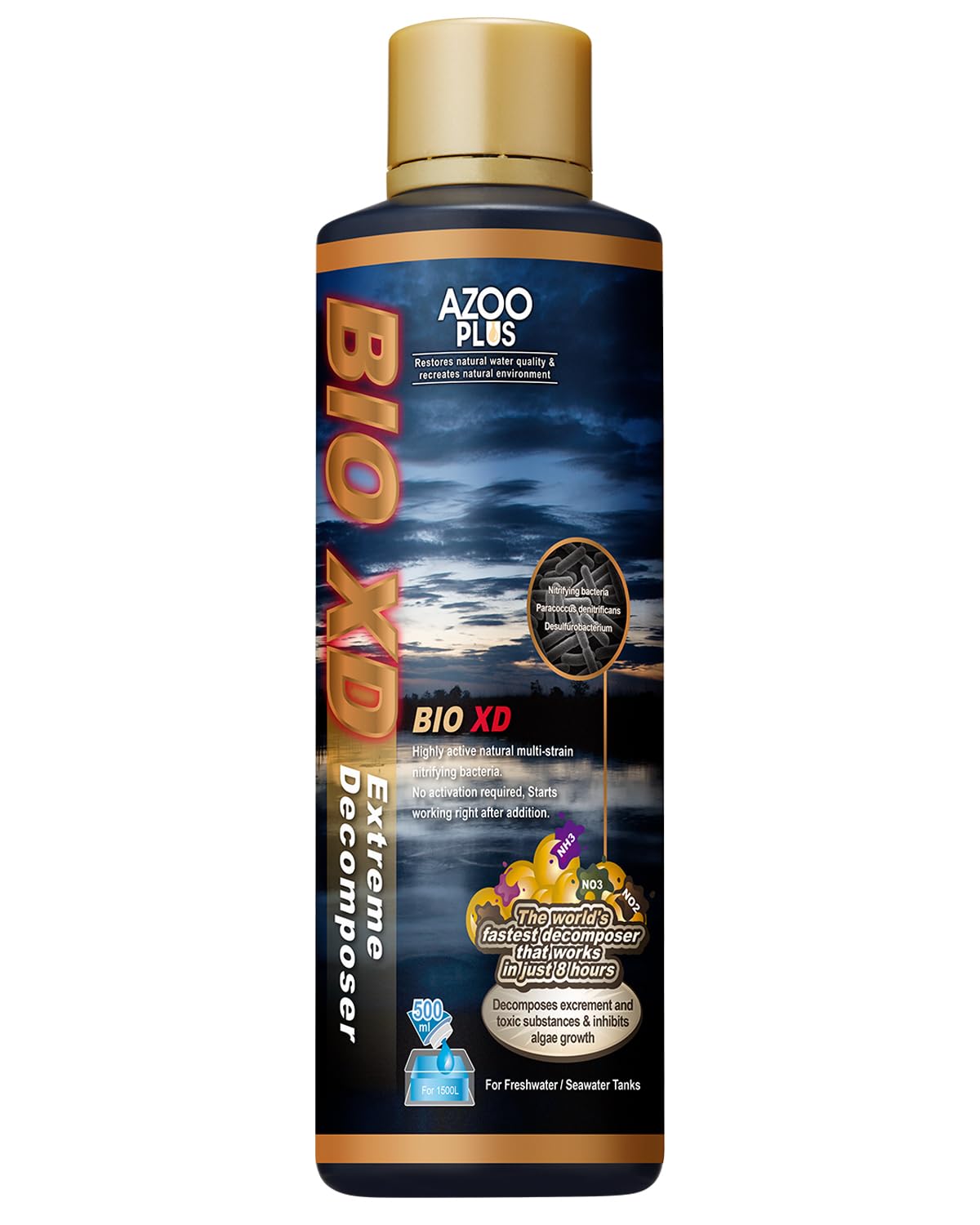 AZOOPLUS BIO XD Extreme Decomposer Nitrifying Bacteria for Freshwater and Saltwater Fish Tank 16.9 Ounces