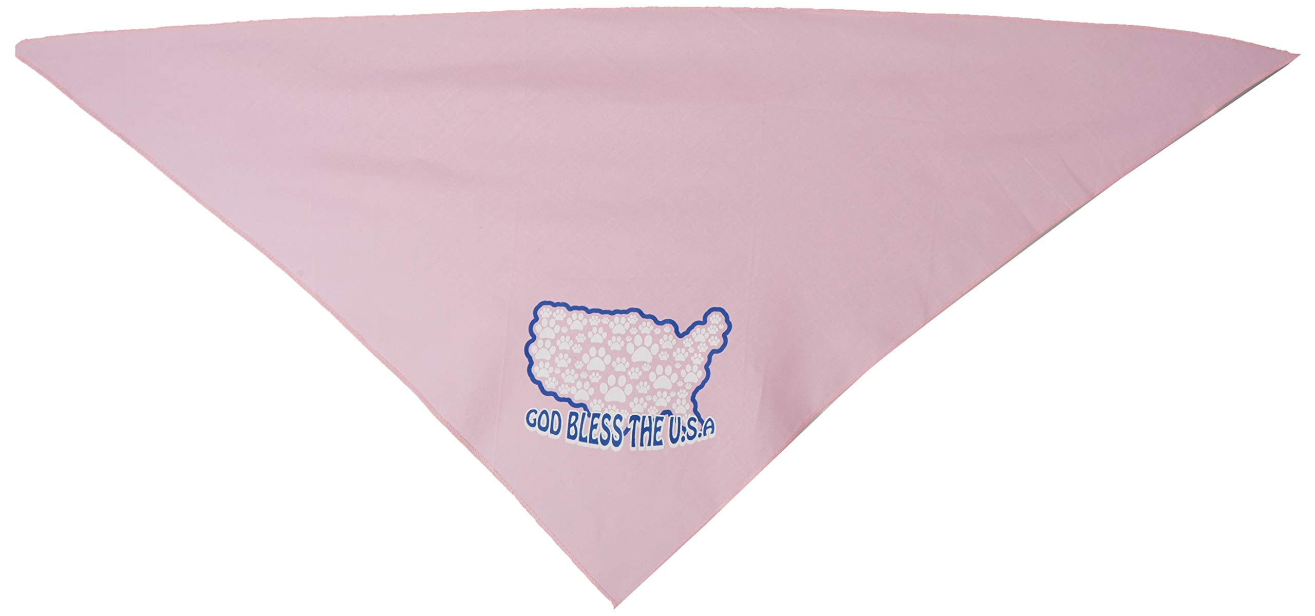 Pet and Dog Bandana Screen Printed, &quot;God Bless The USA&quot; Light Pink Large