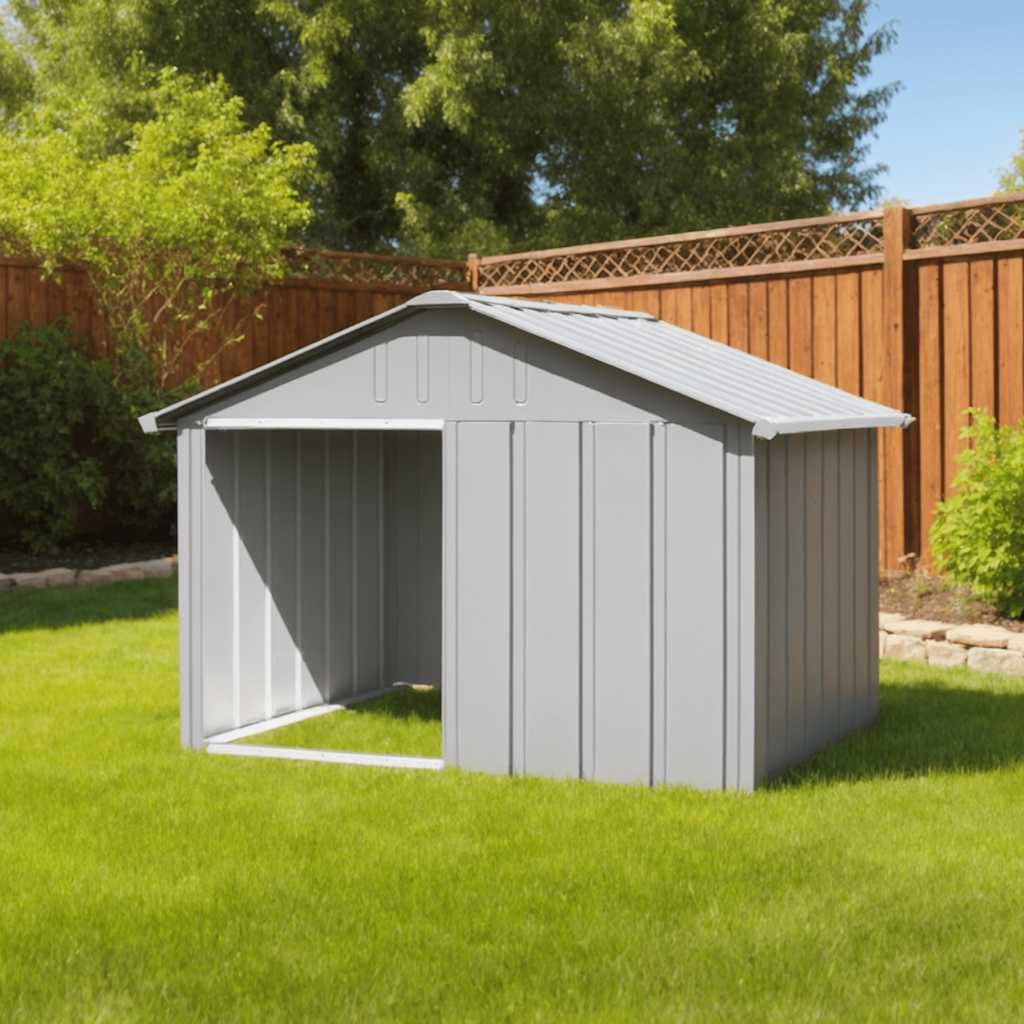vidaXL Dog House - Weatherproof Metal Kennel - 45.9" x 40.6" x 32.1" - Gray - Model 171542