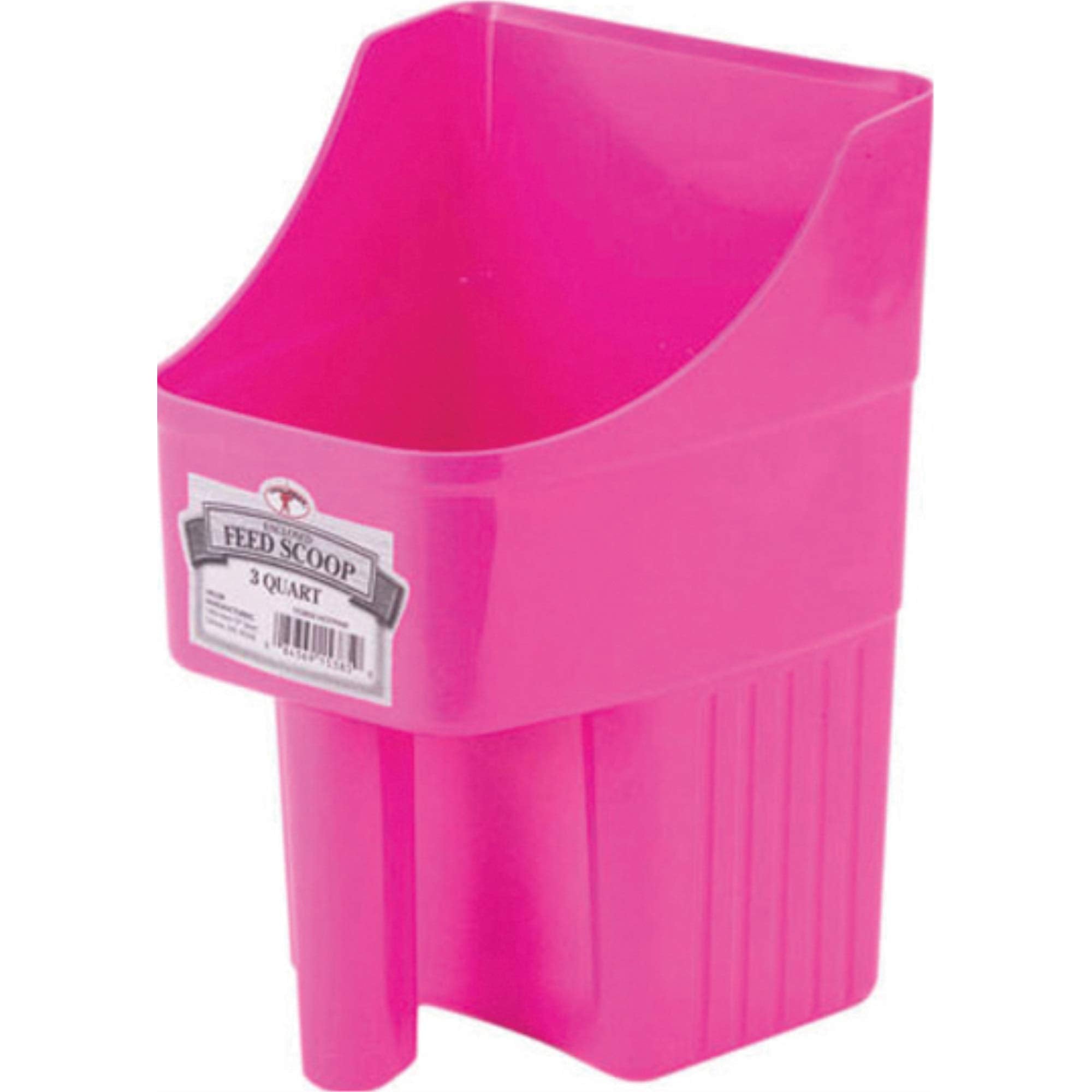 Little Giant Plastic Enclosed Feed Scoop | Heavy Duty Durable Stackable Feed Scoop with Measure Marks | 3 Quart | Ranchers, Home