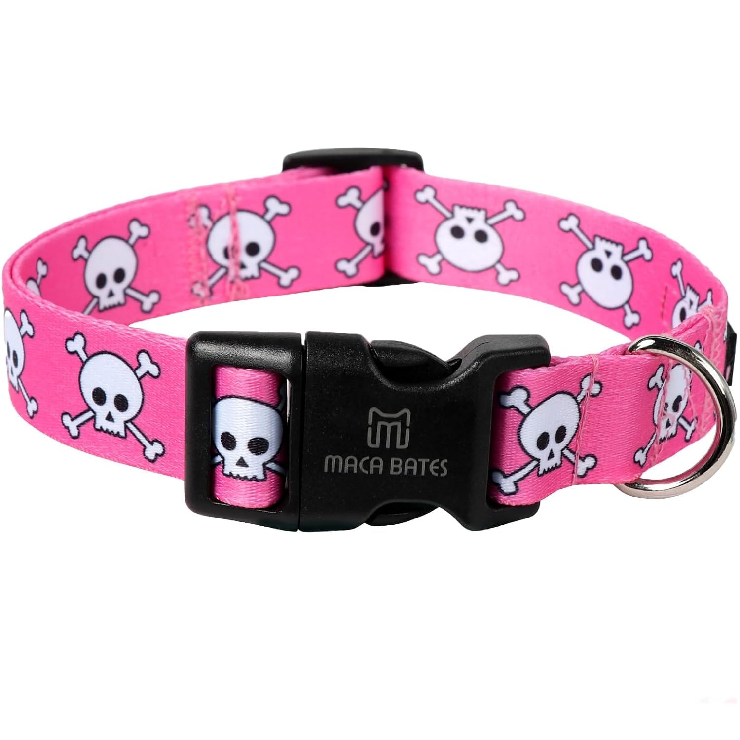 Maca Bates Halloween Pink Skull Dog Collar Cute Spooky Puppy Collars Durable Soft Adjustable Birthday Gift For All Saints'Day Xs