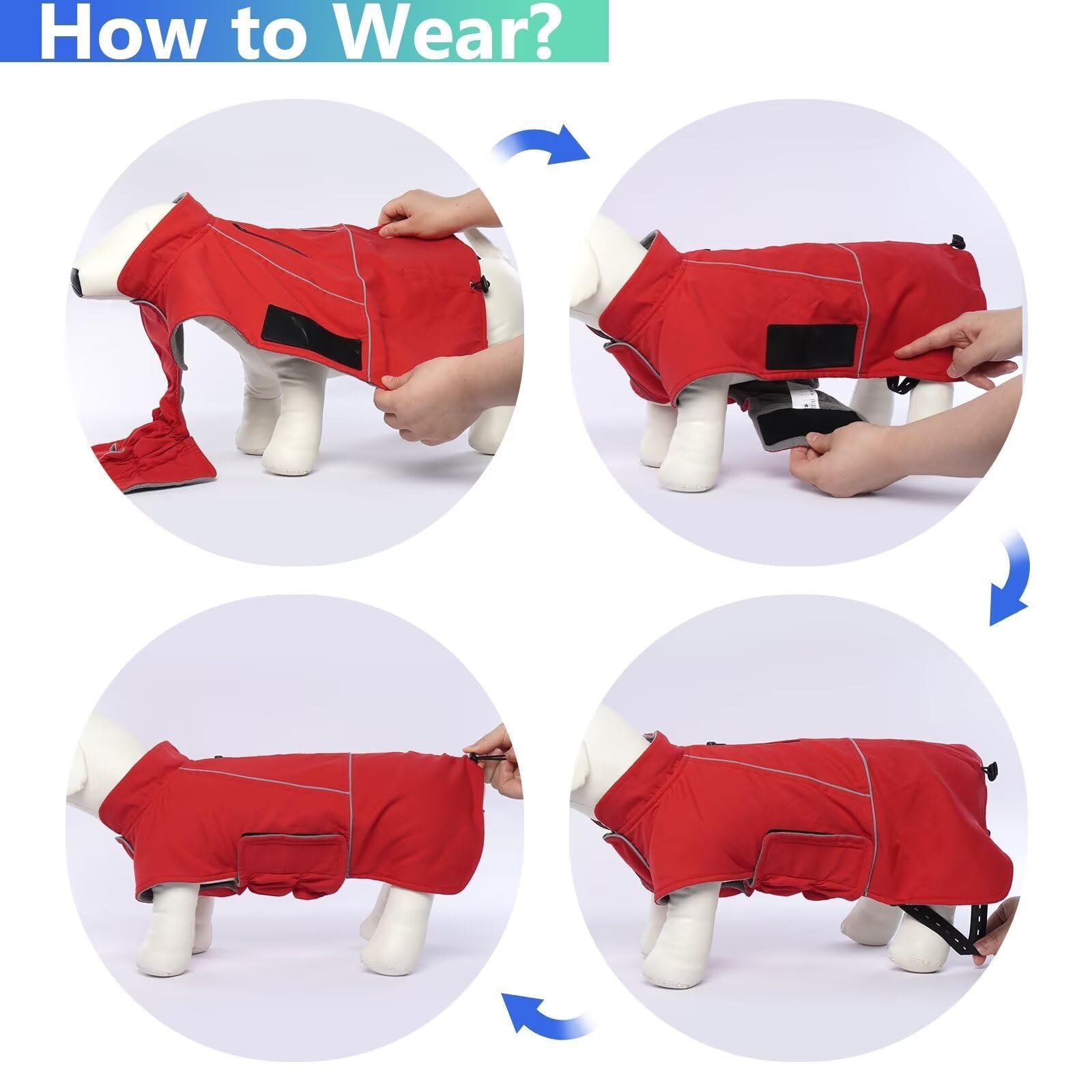 Migohi Dog Snow Jacket - Winter Coat For Large Dogs, Puffer Jacket For Boy & Girl Dogs, Perfect For Hiking & Camping - Red