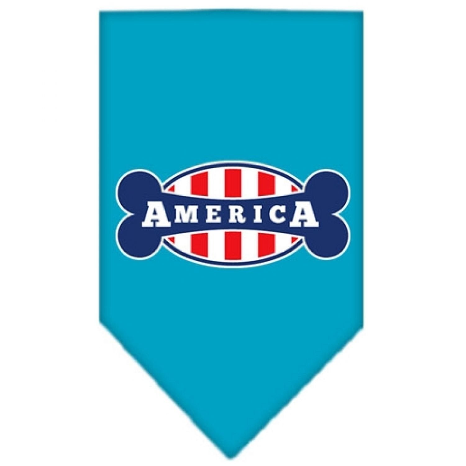 Mirage Pet Products Bonely in America Screen Print Bandana Turquoise, Large