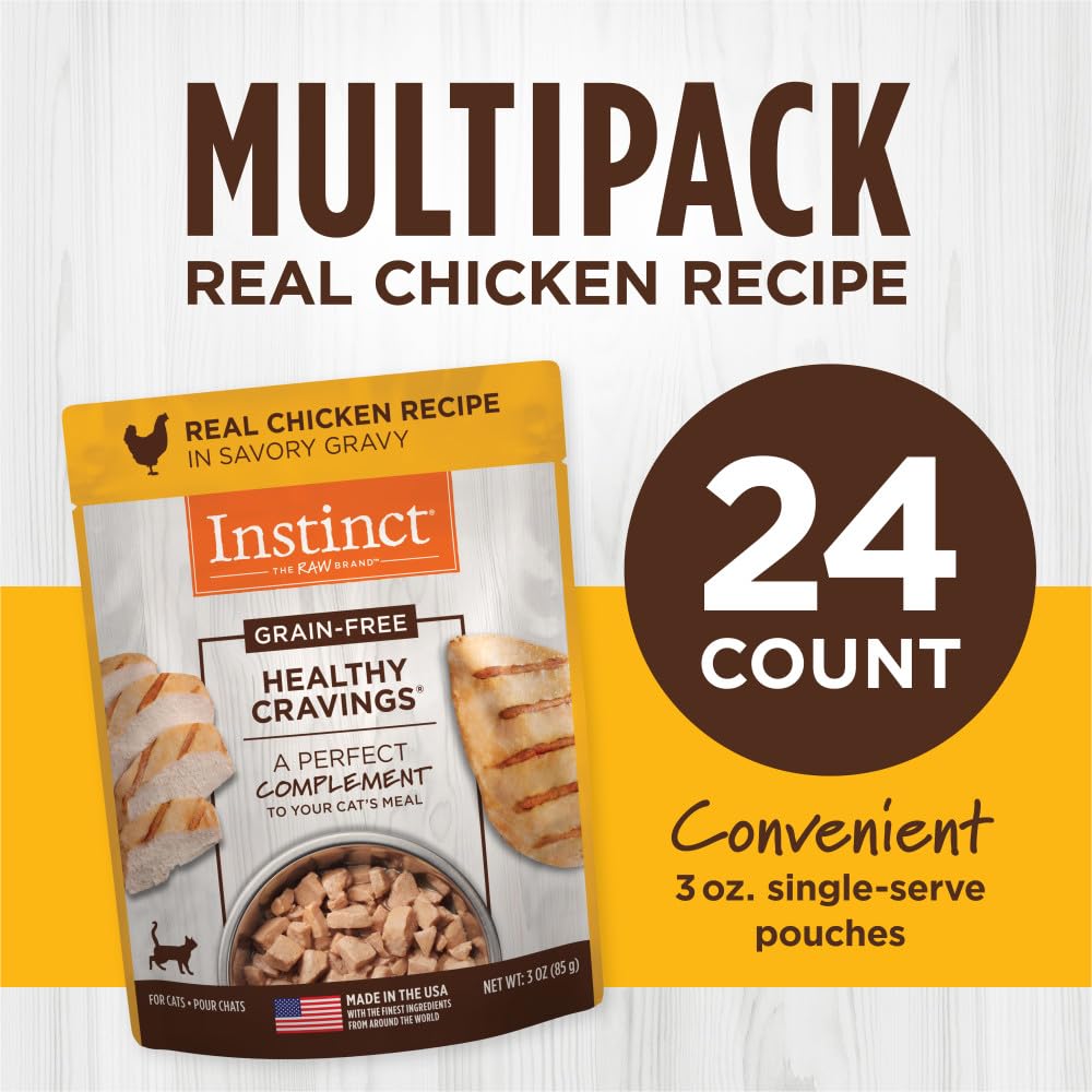 Instinct Healthy Cravings Grain Free Real Chicken Recipe Natural Wet Cat Food Topper by Natures Variety, 3 Ounce (Pack of 24)