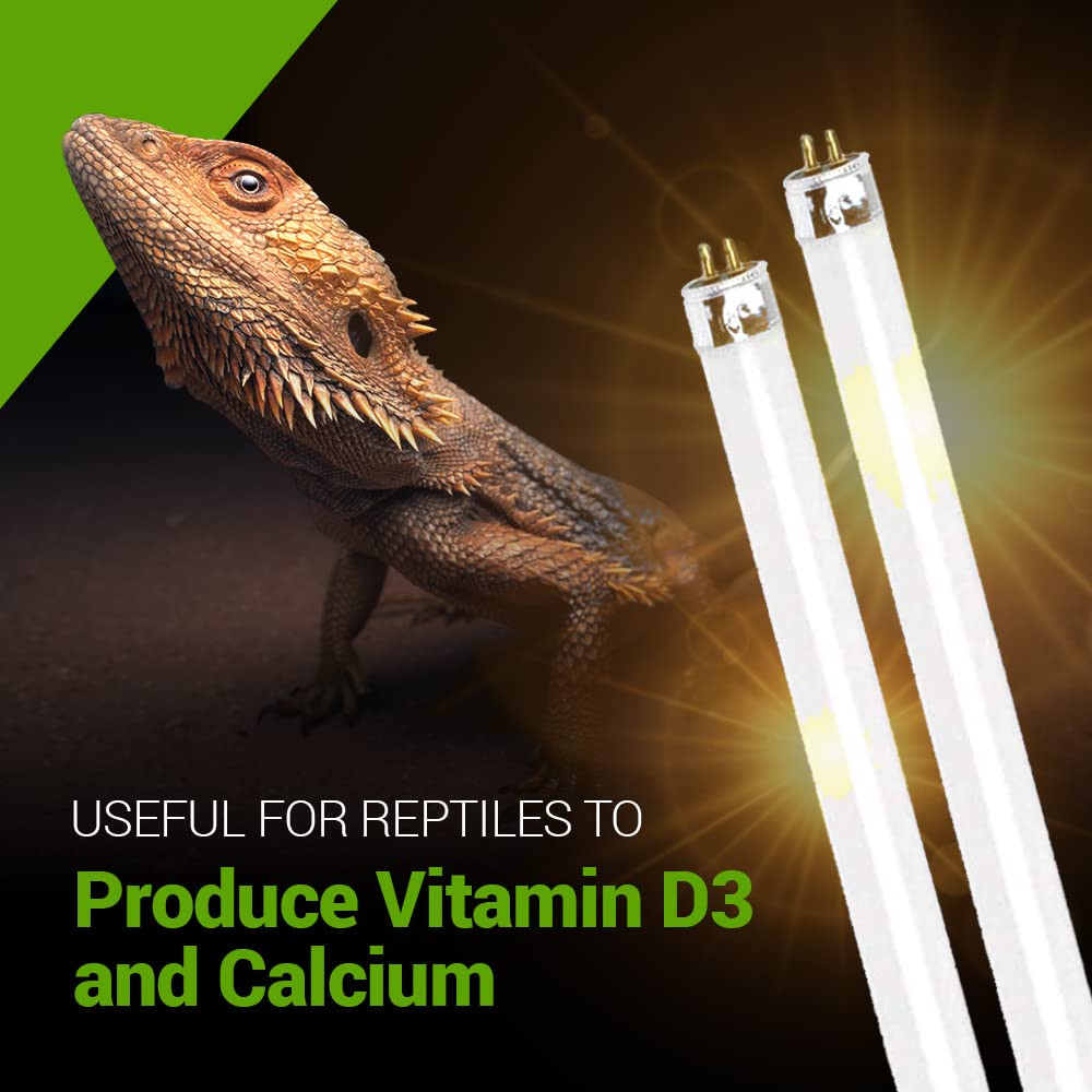 2 Pack 24W-Watt T5 Ho Reptile Light Desert Uva Uvb 10.0 Fluorescent Tube - 22'' Terrarium Hood Light Suitable For Desert Reptile