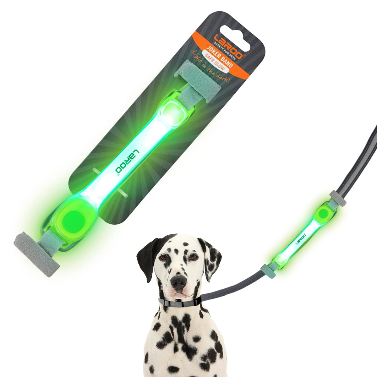 Laroo Light Up Dog Collar With Nylon Stickers, Universal Glowing Collar Accessories For Leash Harness, Silicone Waterproof Dog L