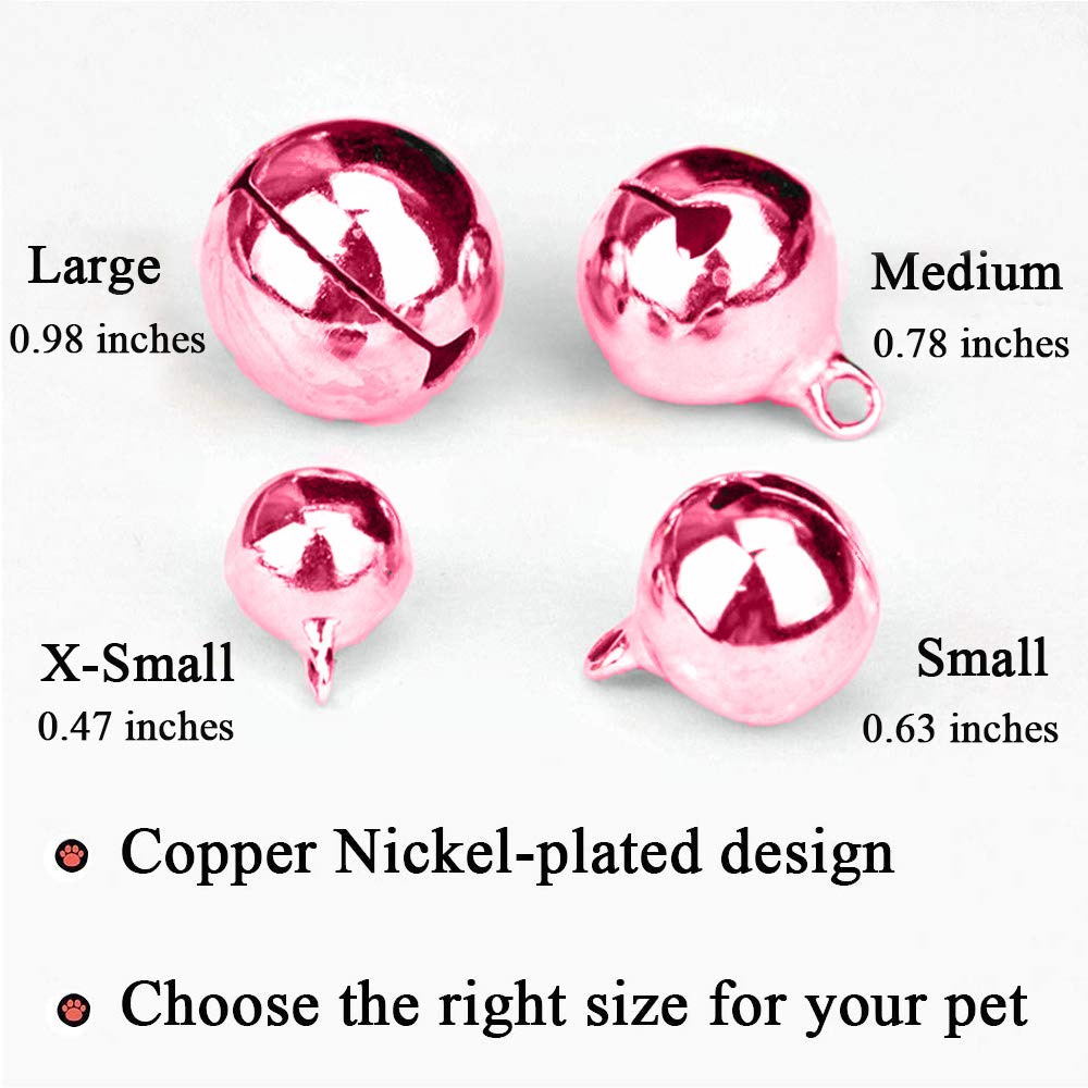 Ivia Pet 4 Sets Cat Bell For Dog Collar Charm Training Pet Pendant Accessories With 2 Pack Stainless Steel Dog Tag Clips(2 X-Small Pink)